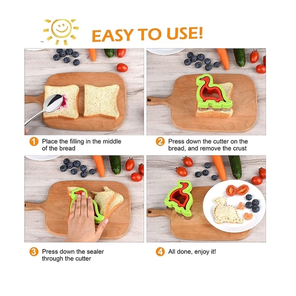 16 pcs Set-Sandwich Cutters & Sealers/Uncrustables (Dinosaur, Mickey & Shapes) - Picture 4 of 8